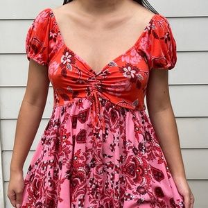 Free People Floral Flowy Blouse